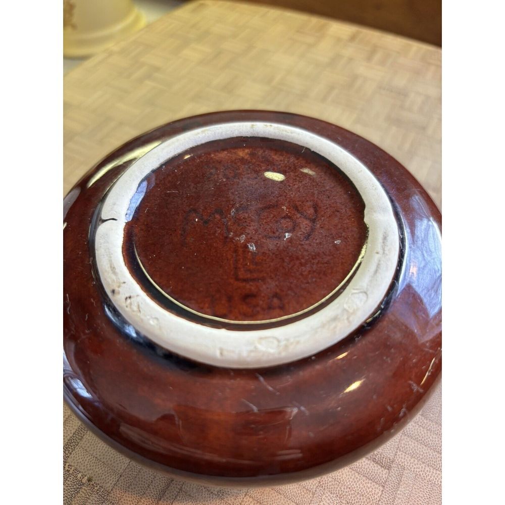 VTG McCoy Brown Drip Solid Handle French Onion Soup Chili Bowl 7054 USA - Picture 8 of 9